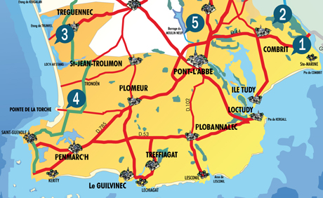 Carte des points de départ des randonnées nature de l'été 2014