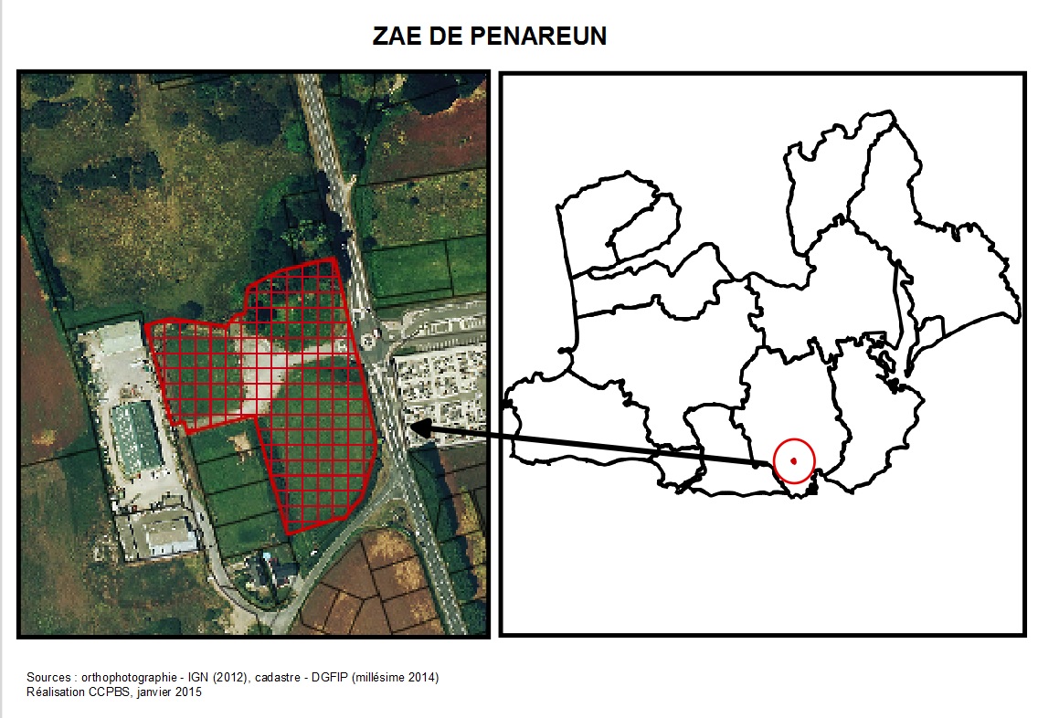 Plan de la zone d'activités de Penareun