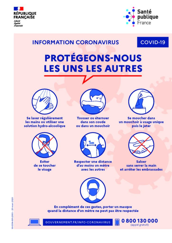 Affiche du Ministère de la santé pour expliquer les gestes barrières