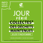 Collecte déchets maintenue jeudi 11 novembre